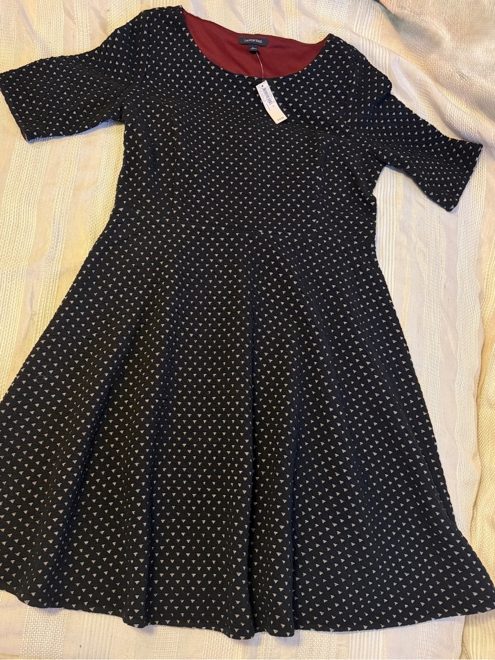 Lands' End fit-and-flare dress featuring
